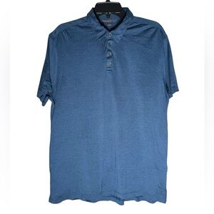 John Varvatos Silk Cotton Polo Shirt men’s size Large Blue Preppy Designer